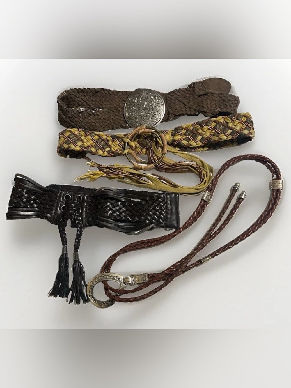 Vintage Statement Belts Woven Braided Leather Textile Choice